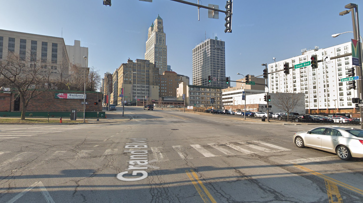 Police investigated a report that a grenade was found Wednesday in a parking lot at Seventh Street and Grand Boulevard in downtown Kansas City. This Google Maps Street View image is from May 2019.
