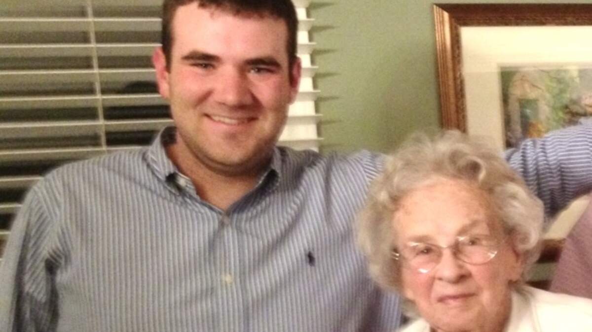 Jeff Shull, pictured here with his grandmother, knew it would be weird, but he did it anyway: He knocked on the door of the stranger who had moved into his grandma's old house, and the new inhabitant invited him in to watch last weekend's Kansas-Duke game.