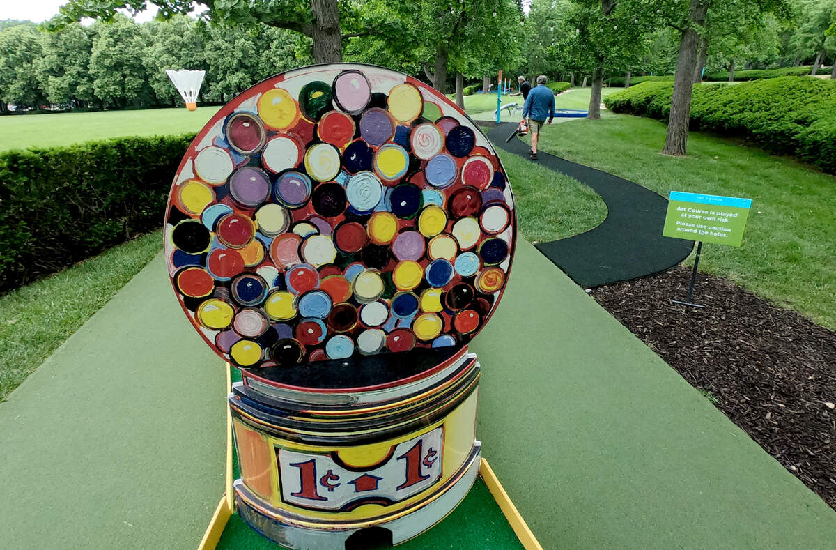 Hole 1, also known as “Jawbreaker Machine” is free of leaves after James Throckmorton completed some general upkeeping at the Art Course.