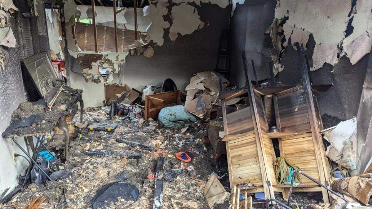 An image of Ian Horn’s apartment in south Kansas City after it was heavily damaged by a fire on Monday, July 22.