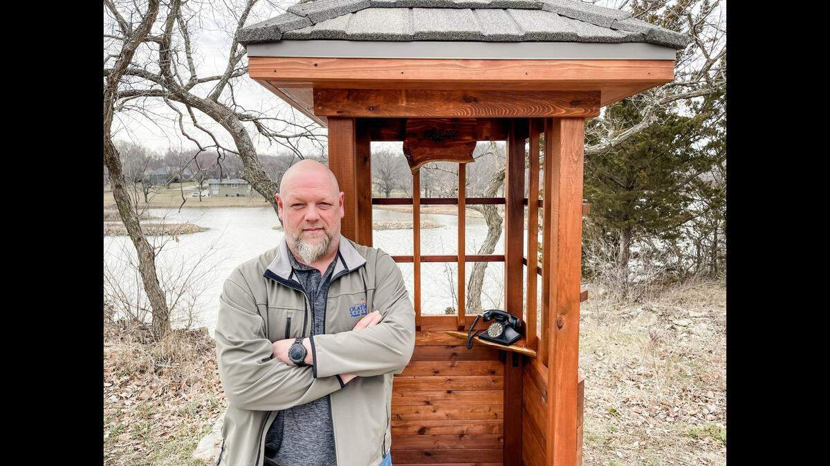 As a street maintenance supervisor for the city of Olathe, Jeff Ratzlaff decided to bring the idea of a wind phone to the city as a public project. A wind phone is a disconnected telephone, sometimes located in a phone booth, that anyone can pick up and talk into as if their loved one is on the other end.