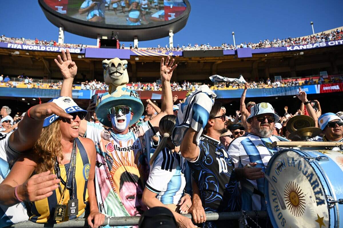 Fans are hyped ahead of the Argentina vs. Switzerland 2026 World Cup Quarterfinal football match at Kansas City (Arrowhead) Stadium in Kansas City on Saturday, July 11, 2026.
