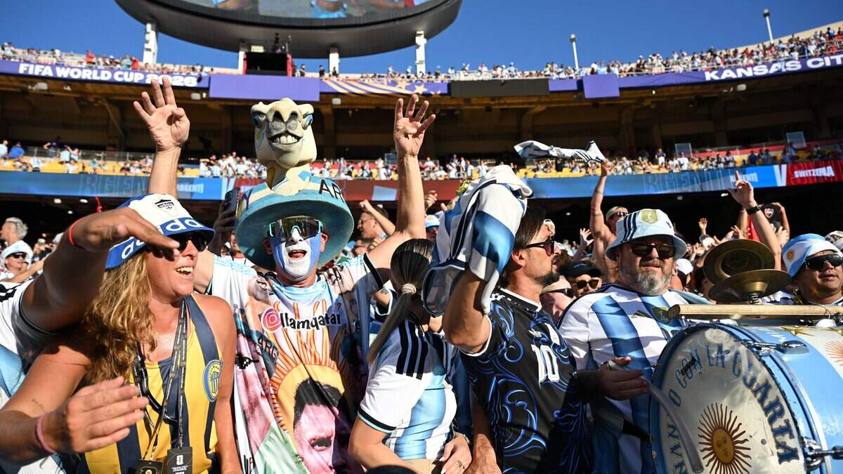 Fans are hyped ahead of the Argentina vs. Switzerland 2026 World Cup Quarterfinal football match at Kansas City (Arrowhead) Stadium in Kansas City on Saturday, July 11, 2026.