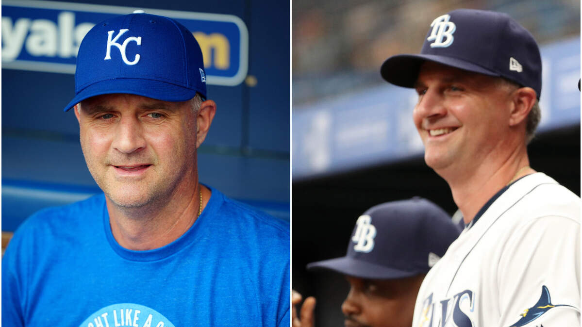 Photo collage: Royals manager Matt Quatraro was with the Tampa Bay Rays before taking over his current managerial post.