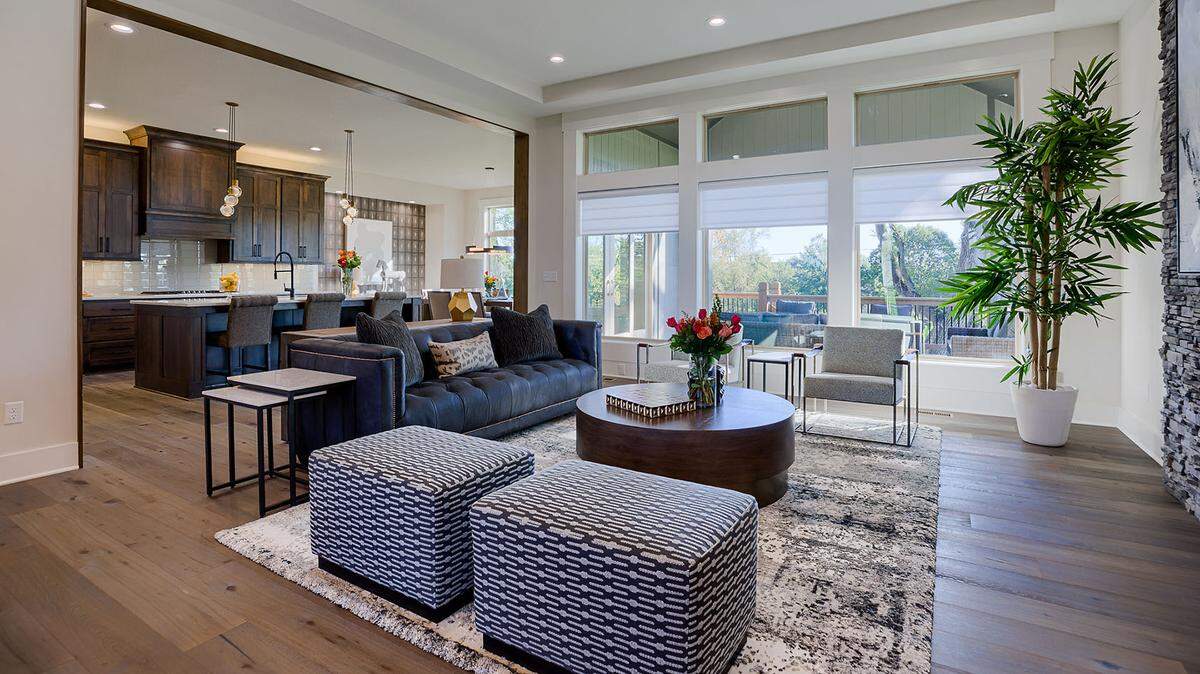 A spectacular artisan-style home, the two-story Hailey features 4,229 of finished space with a unique, modern-mountain rustic appeal. This professionally decorated model home is in Rodrock’s Mission Ranch community located at 159th St and Mission Rd. The floor plan is also available to build in other Rodrock communities and a buyer-owned home site. (Parade Entry #265)