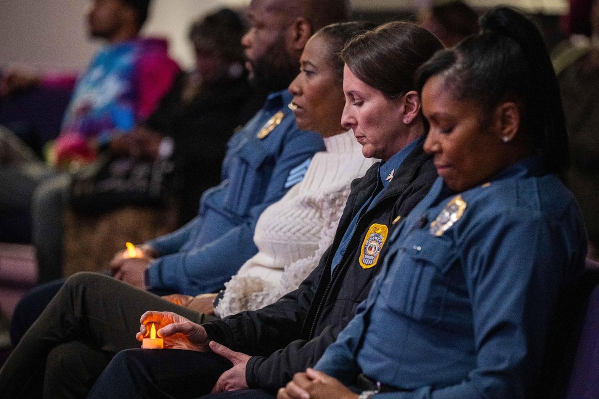 Kansas City Chief of Police Stacey Graves at a prayer vigil held on Monday, Dec. 30, 2024 at Great Metropolitan Church of Christ in Kansas City.