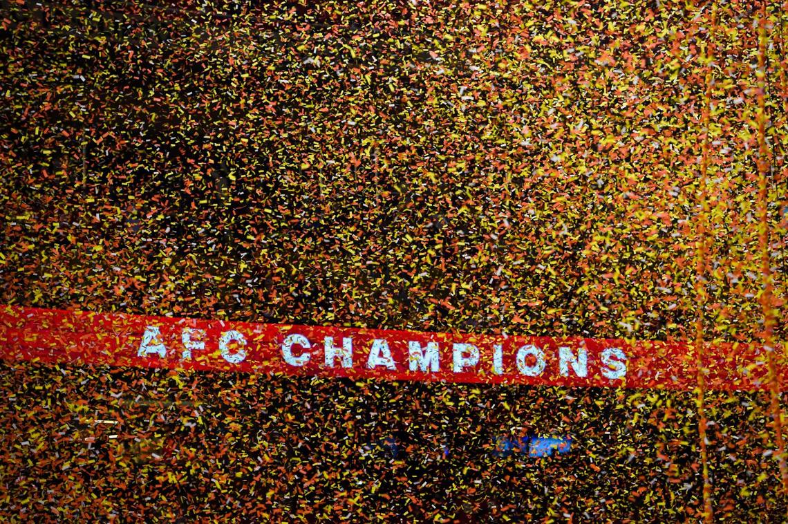 Confetti filled the air after the Chiefs won the AFC Championship Game, 38-24, over the Buffalo Bills on Sunday, Jan. 24, 2021, at Arrowhead Stadium in Kansas City.