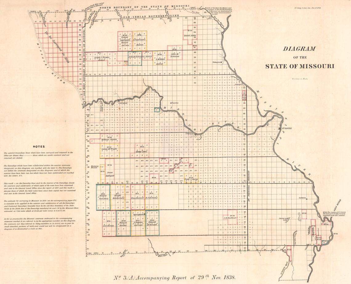 Map showing the Platte Purchase in northwest Missouri, 1838