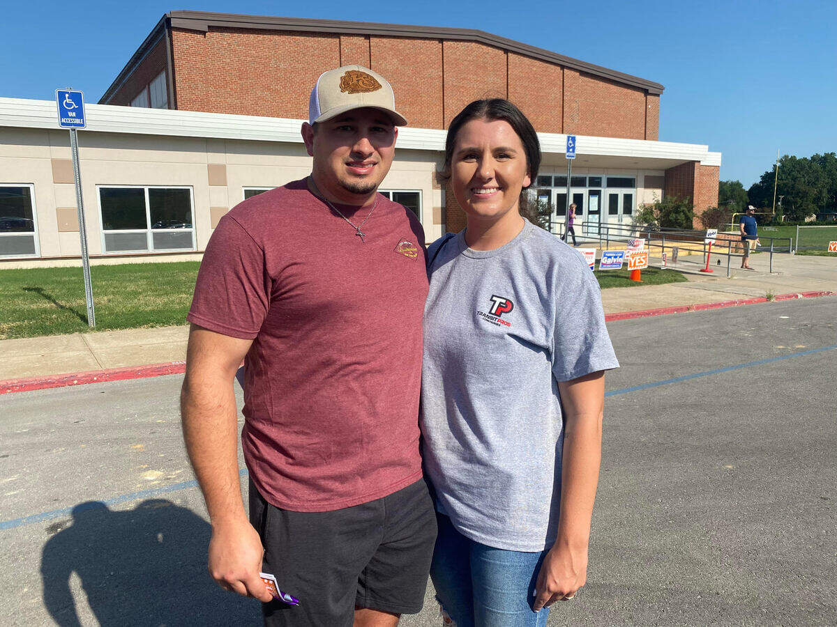Morgan Lendhart and her husband, Joshua Lendhart, voted in Raytown.