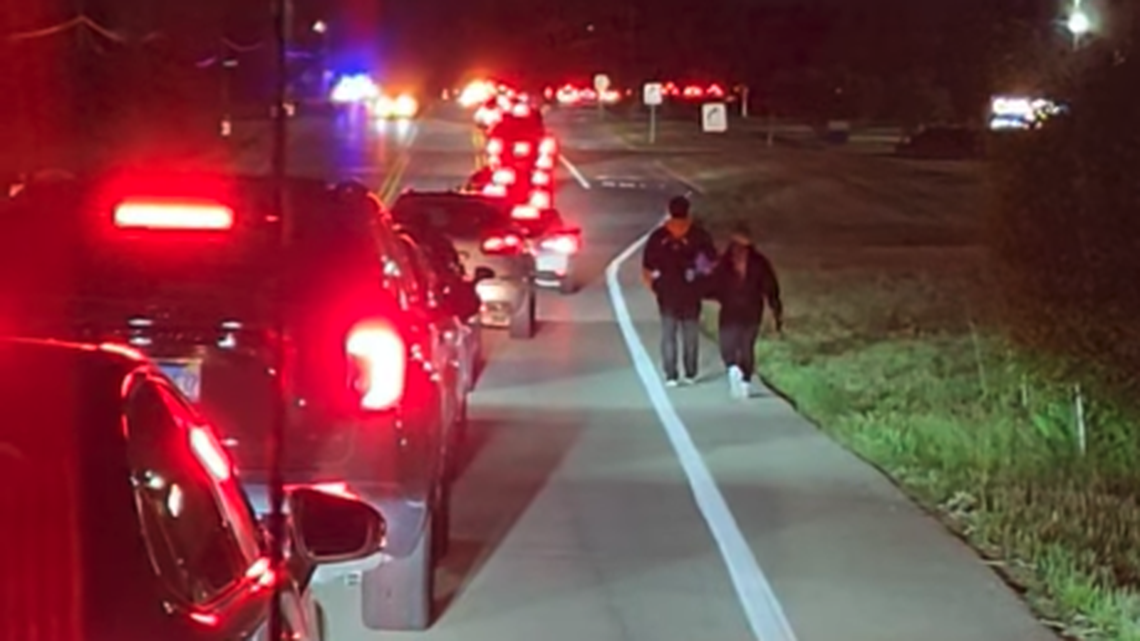 Traffic was backed up for miles as fans tried to get to a Janet Jackson concert in Tinley Park, Illinois.