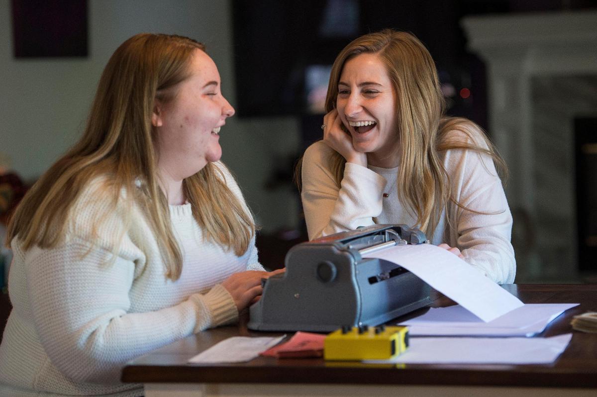 Even Braille practice in their Smithville home can be funny for sisters Jordyn Walker, 16, left, and Samantha Walker, 21.