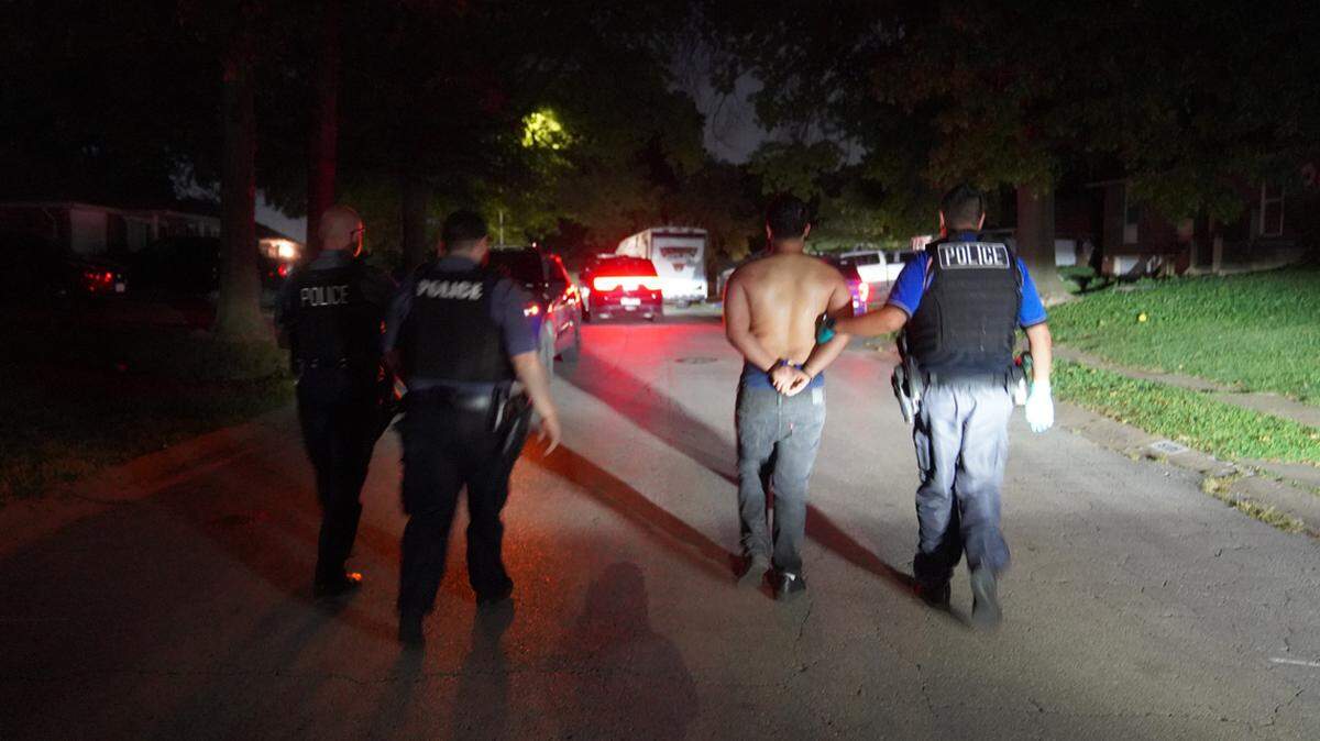 Kansas City Missouri Police Department officers with a suspect, posted Aug. 9, 2025