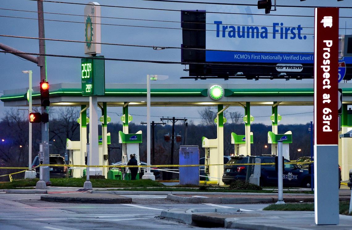 Two people were shot Thursday, March 25, 2021, including a Kansas City police officer. The shooting happened near East 63rd Street and Prospect Avenue.