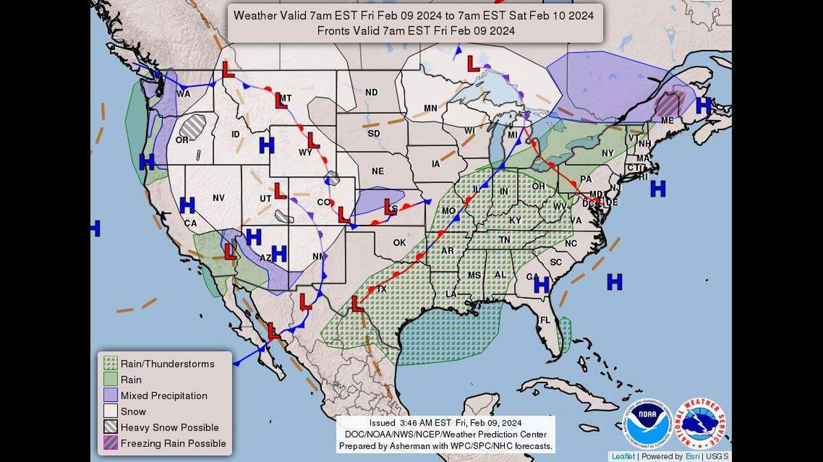Kansas City’s run of 60-degree weather will come to an abrupt end as temperatures are expected to return to normal, the National Weather Service said. A mix of rain and snow will be possible Sunday night into Monday for the southern parts of the Kansas City forecast area.