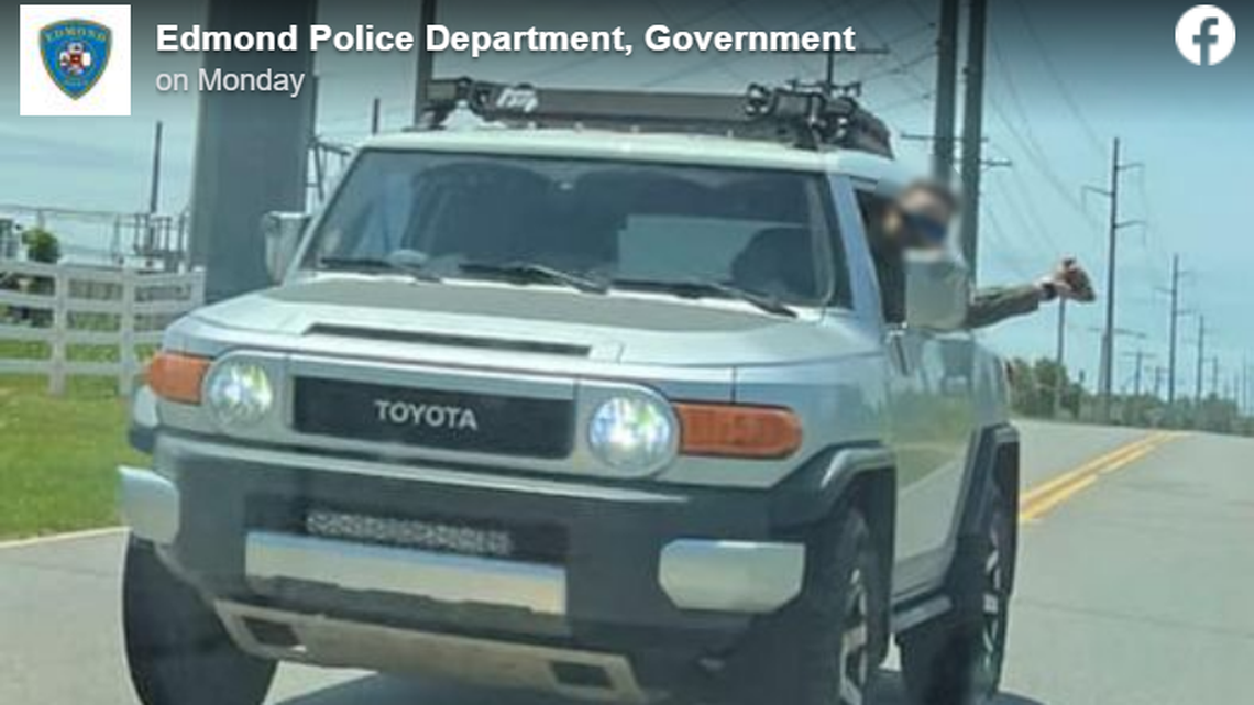 Authorities in Oklahoma say this man threw a rock at the windshield of another driver in a road rage incident.