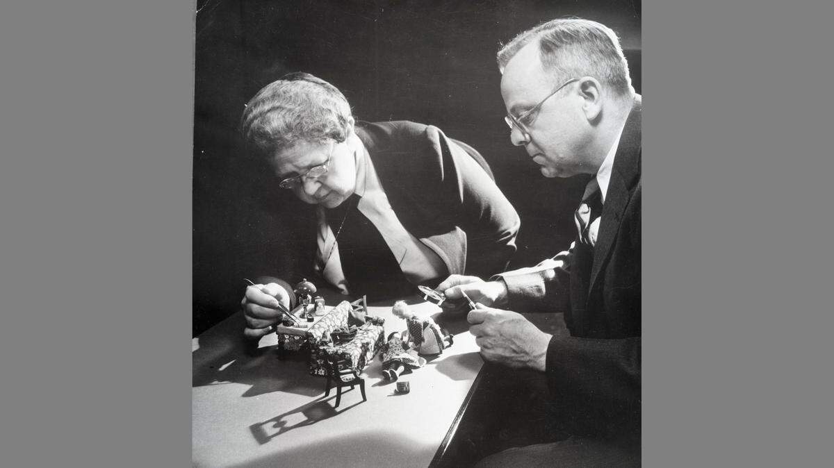 Frances Glessner Lee and Alan Moritz, the chairman of the Department of Legal Medicine at Harvard University