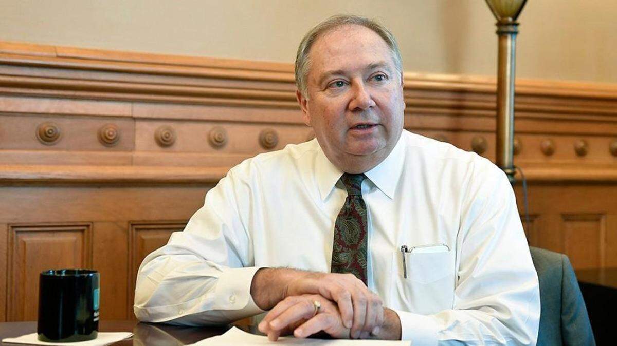 Senate Majority Leader, Sen. Jim Denning, at the Kansas Statehouse in Topeka, Kansas
