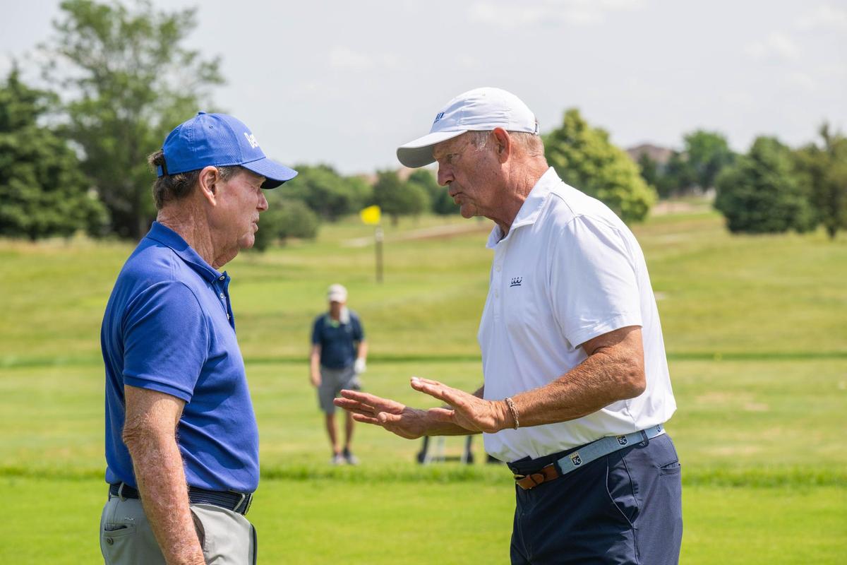 Legendary golf pro Tom Watson and Royals legend George Brett at Nicklaus Golf Club at Lionsgate in Overland Park on Monday, June 2, 2025. Watson and Royals legend George Brett are playing in the benefit golf event for the ALS Association.