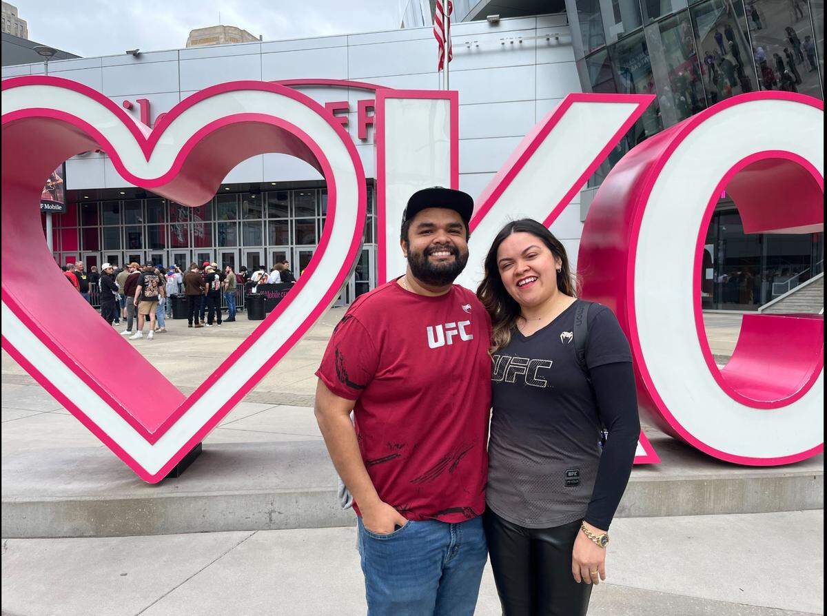 Alexandre Souza and his partner traveled from New York City to watch UFC Fight Night in Kansas City, their first time in the city. Souza’s originally from Manaus in the Brazilian state of Amazonas.