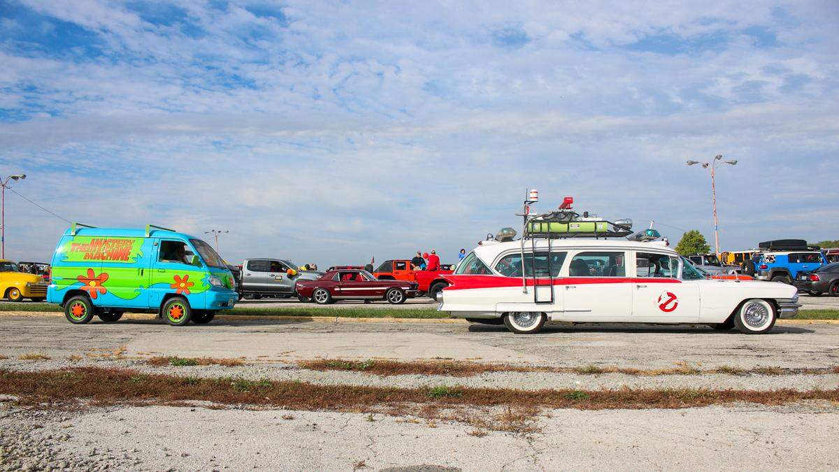 Lori and Russ Dameron brought their Scooby Doo Mystery Machine and Ghostbusters vehicles to a parade honoring Tucker Langford.