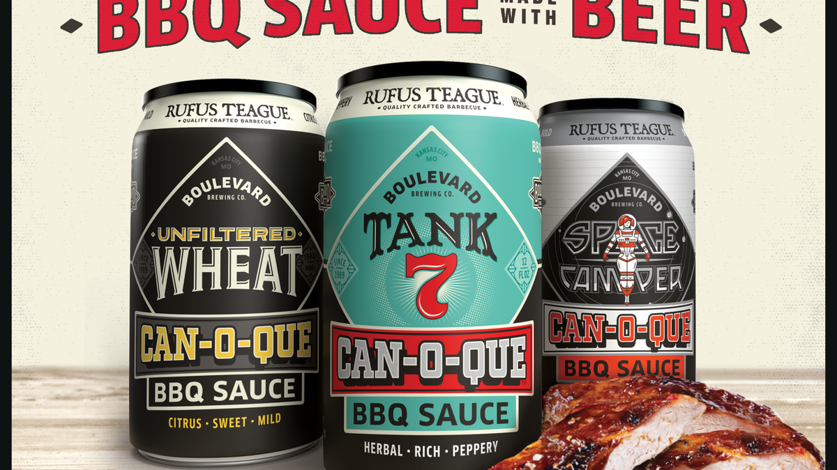 Boulevard Brewing and Rufus Teague have three flavors of beer-infused barbecue sauce in cans.