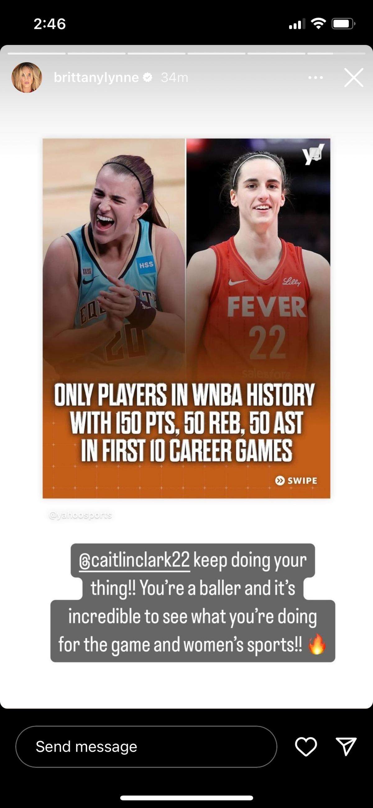 Brittany Mahomes showed her support for WNBA rookie Caitlin Clark.