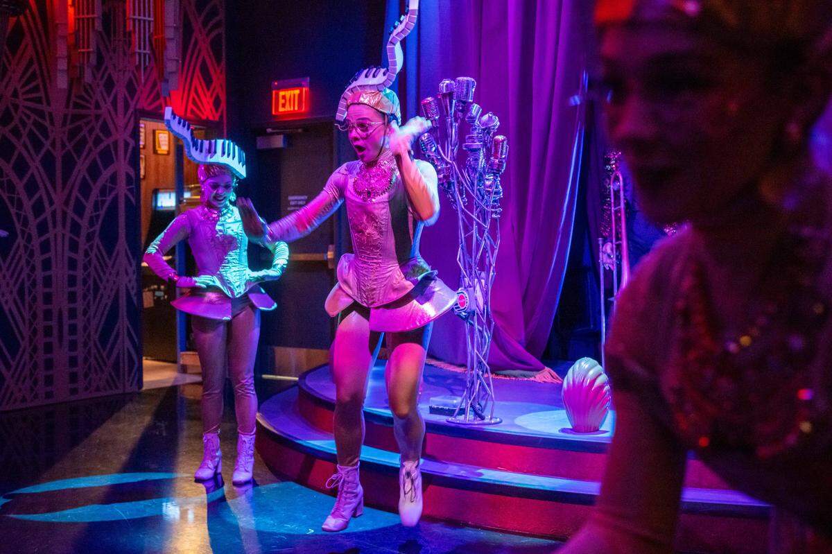 Rebecca Mansueto, manager and lead performer for Quixotic's dance routines at Atlas 9 in Kansas City, on Wednesday, February 25, 2026. Mansueto, who was born in Australia, heard about the job opening while living in Las Vegas.