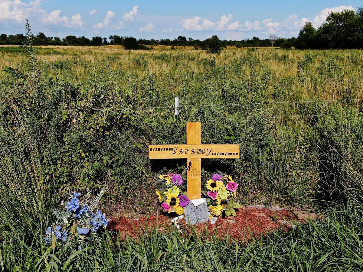 Jeremy Pelican was shot and killed by a Pittsburg, Kansas, police officer on Thanksgiving night 2019 in a field just over the state line in Missouri after an alleged traffic violation which led to a pursuit. Pelican had struggled with mental illness and addiction. A memorial marks the field that Pelican ran into and died.
