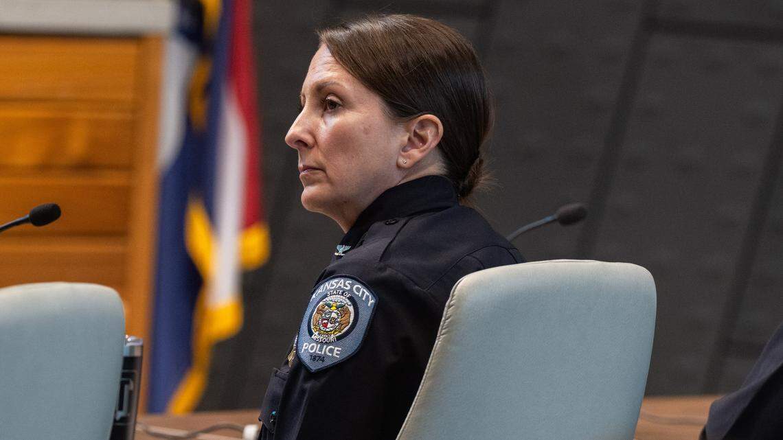 KCPD Chief of Police Stacey Graves listens during the Kansas City Board of Police Commissioners January meeting on Tuesday, January 27, 2026, at KCPD Headquarters.