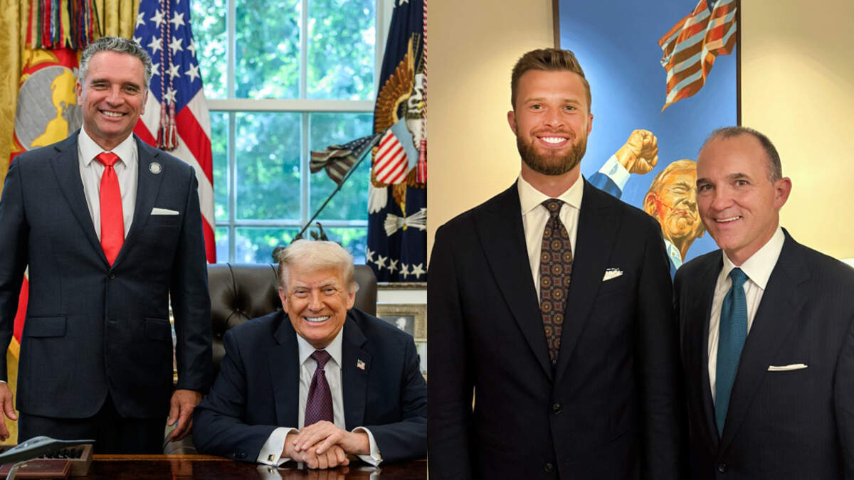Ty Masterson, Donald Trump, Harrison Butker and Philip Sarnecki