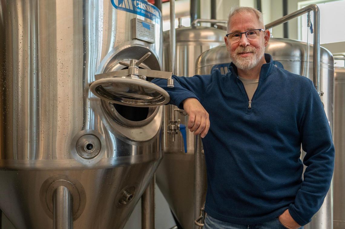 Robb Mann, owner of Boho Brewing, showcases the brewery equipment.