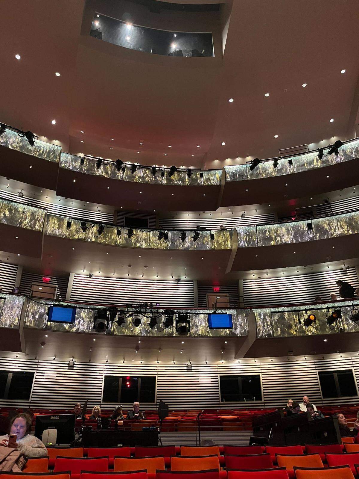 The Muriel Kauffman Theatre packs 1,800 people include five levels: the orchestra, parterre, mezzanine, grand and balcony. The entire space is created for acoustics, making for a unique experience.