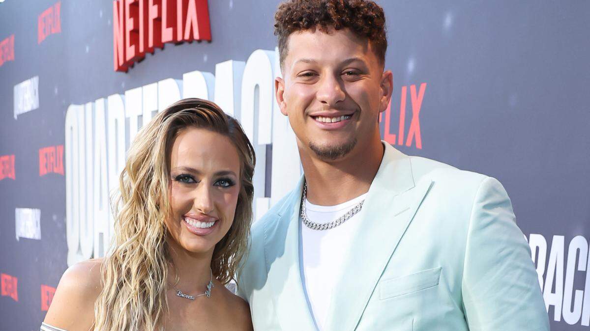 Brittany Mahomes and Patrick Mahomes attend the Netflix Premiere of “Quarterback” at Netflix Tudum Theater on July 11, 2023 in Los Angeles, California.