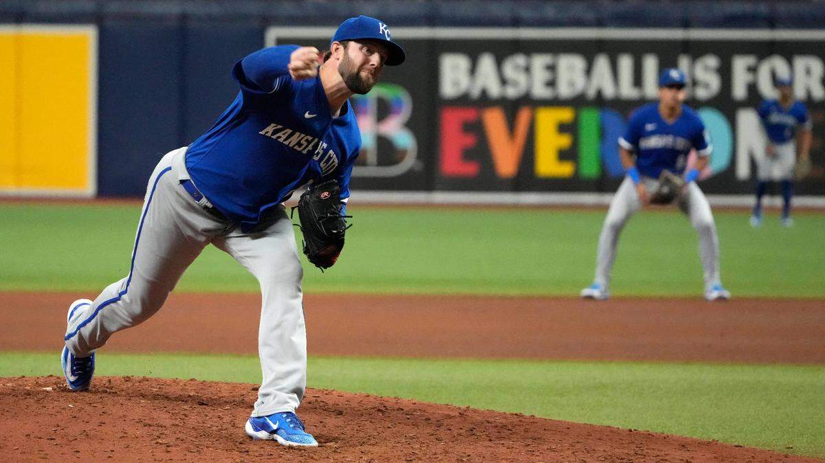 Royals pitcher Jordan Lyles earned his first win of the season on Saturday, beating the Tampa Bay Rays at Tropicana Field in St. Petersburg, Fla.