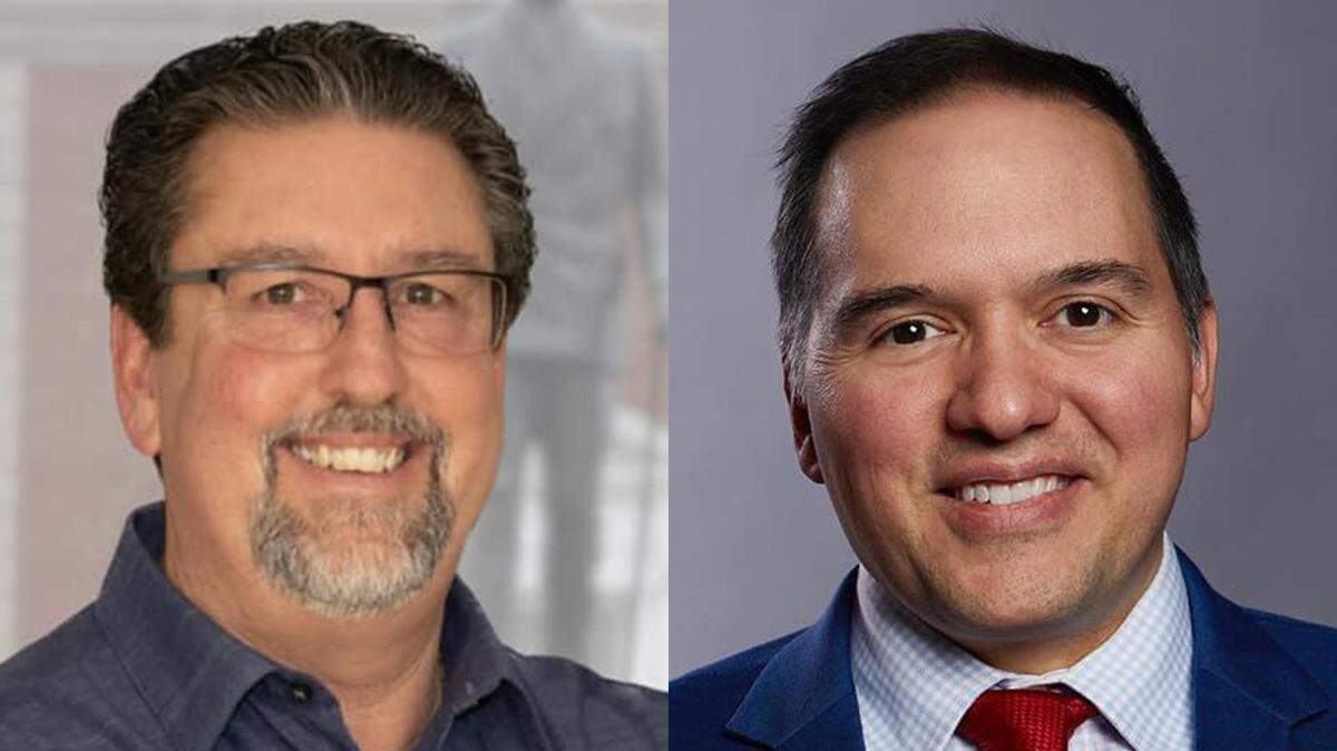 Joe Nicola, left, Robert Sauls, right
