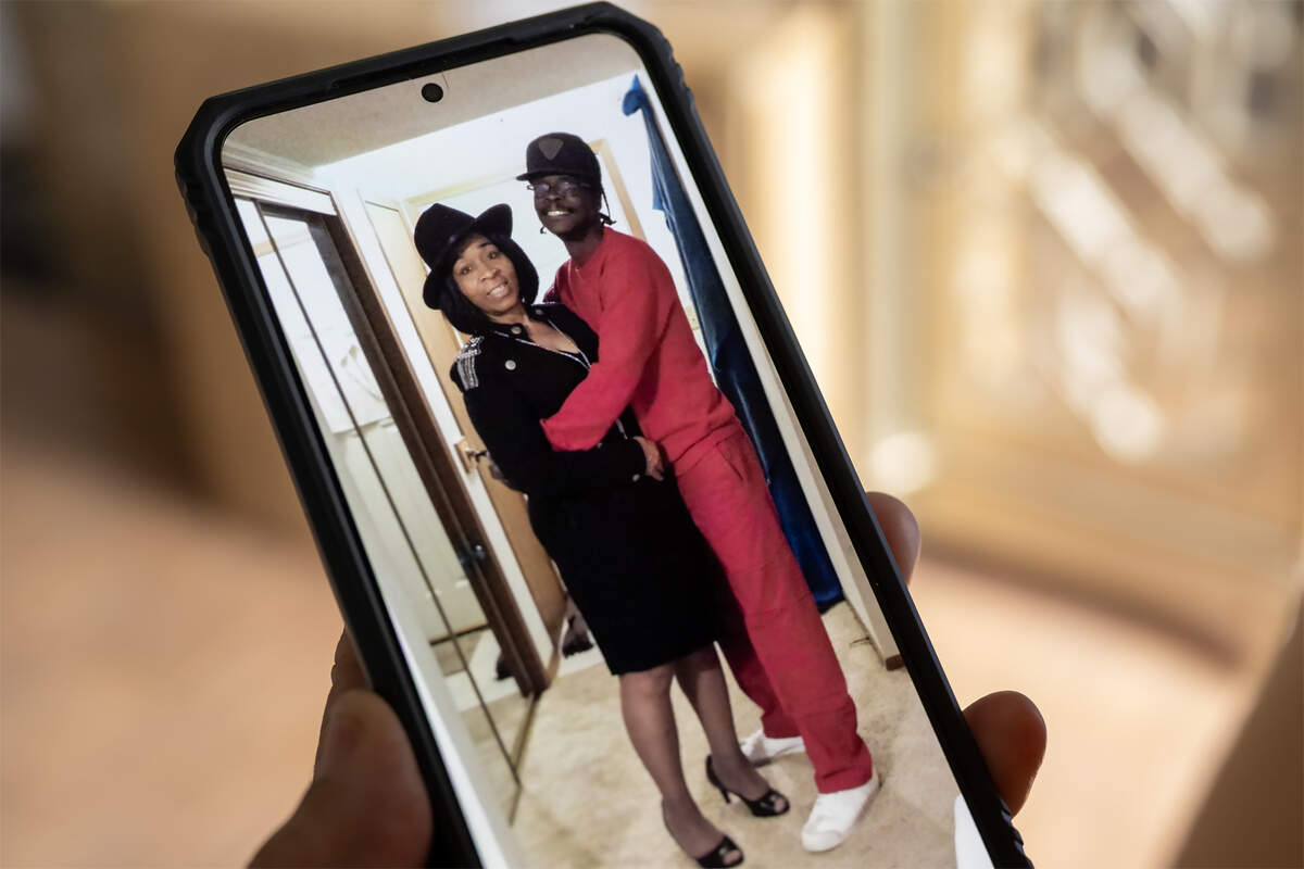 Diahna Carroll spoke about the profound loss of her husband, Alphonso “Duke” Carroll, seen in this photo on her phone on Thursday, Aug. 14, at her home in Lee’s Summit. “I lost part of me,” said Carroll, who added that the couple had “an awesome marriage, and an awesome union.”