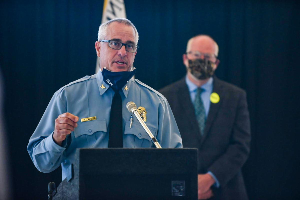 Interim Kansas City, Kansas, Police Cheif Michael York discusses the goals of The Task Force on Community and Police Relations during a Monday, June 6, 2020, press conference at city hall.