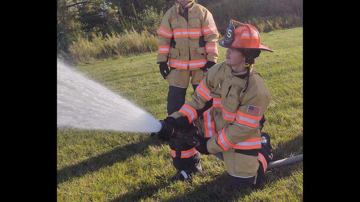 Student Jackson Talley learns unique skills at Lee’s Summit R-7 School District’s new Firefighter Academy.