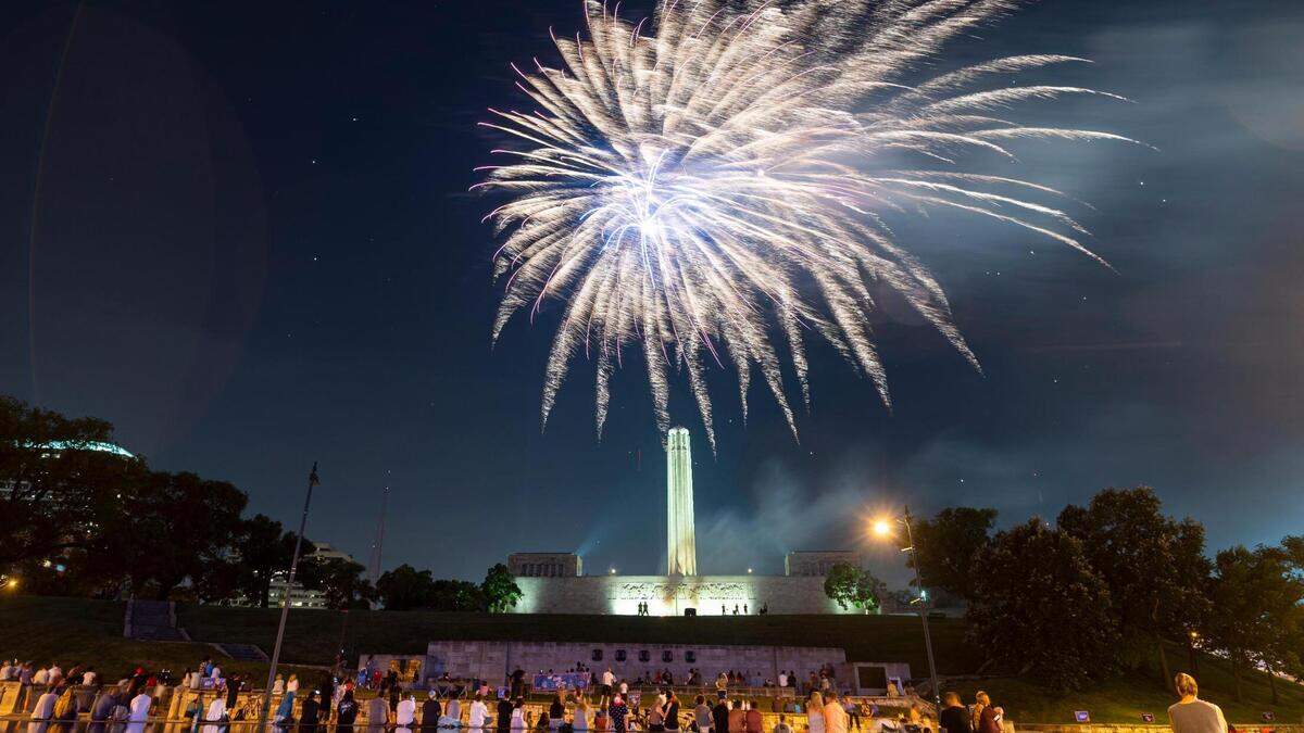 Fireworks light the sky over Liberty Memorial Saturday night during the Stars and Strips Picnic Independence Day celebration at the National WWI Museum and Memorial.