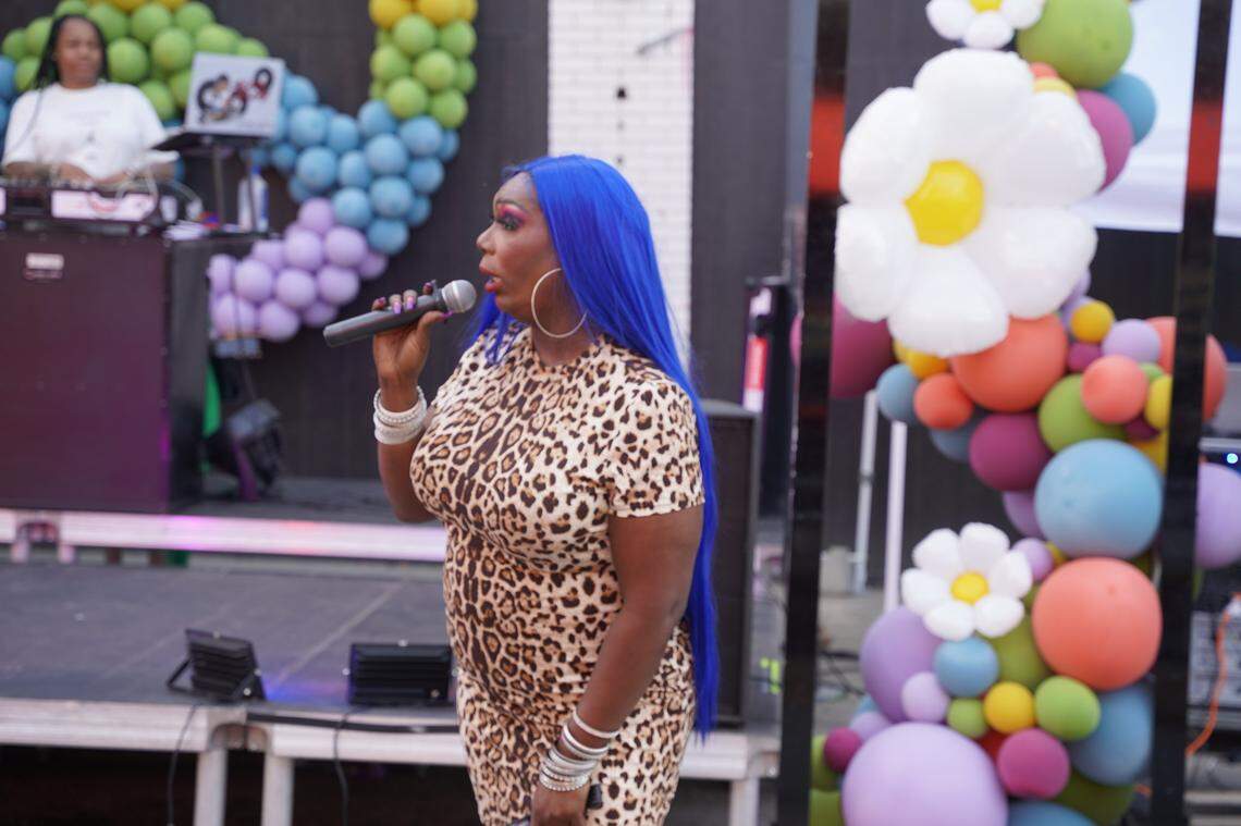 Local trans community leader, Korea Kelly, hosted the Pride on the Vine drag show and the first annual vogue dance contest at Kansas City’s fourth annual Pride on the Vine celebration in the Historic 18th and Vine district.