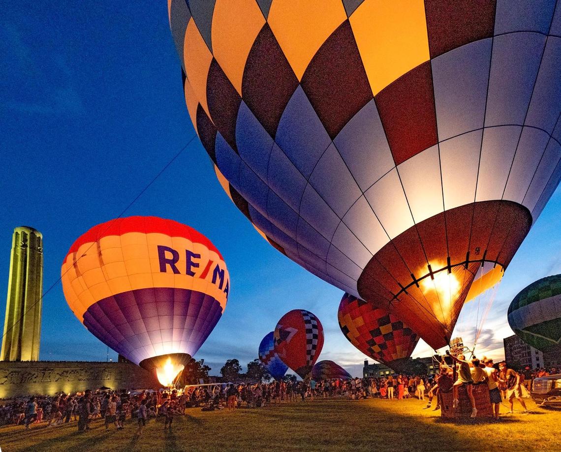 The night glowed with colorful hot air balloons at the Great Balloon Glow Saturday, August 20, 2022, at the National World War I Museum and Memorial.