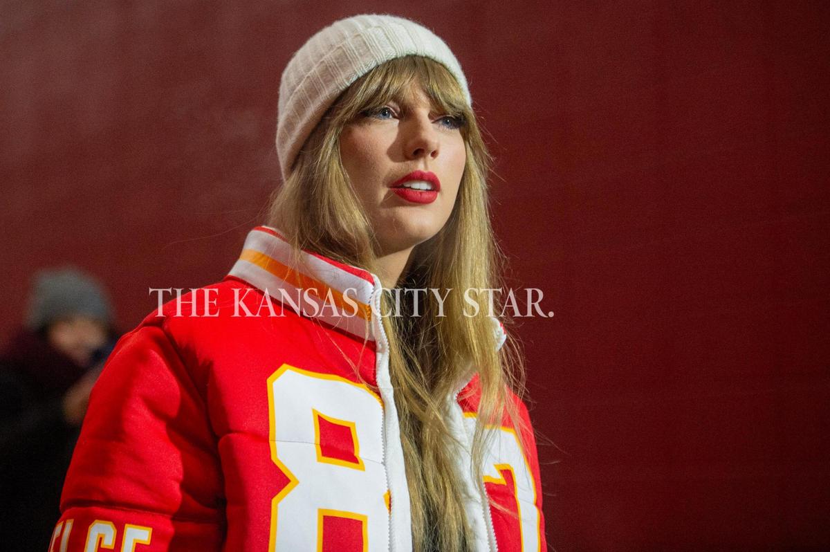 Pop star Taylor Swift arrives at Arrowhead Stadium before an AFC Wild Card game between the Kansas City Chiefs and the Miami Dolphins on Saturday, Jan. 13, 2024, in Kansas City.