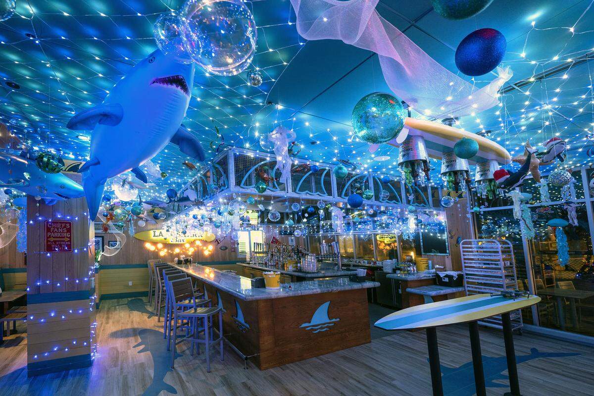 The Frosted Reef, an under-the-sea-themed holiday pop-up bar, which opens Wednesday, November 26, 2025, at Margaritaville Hotel Kansas City. The hotel is located at 1491 N. 98th Terrace, in Kansas City, Kansas. Reservations are recommended.