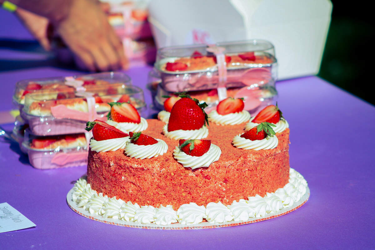 This is one of the strawberry-themed cakes at the cake picnic on July 18.