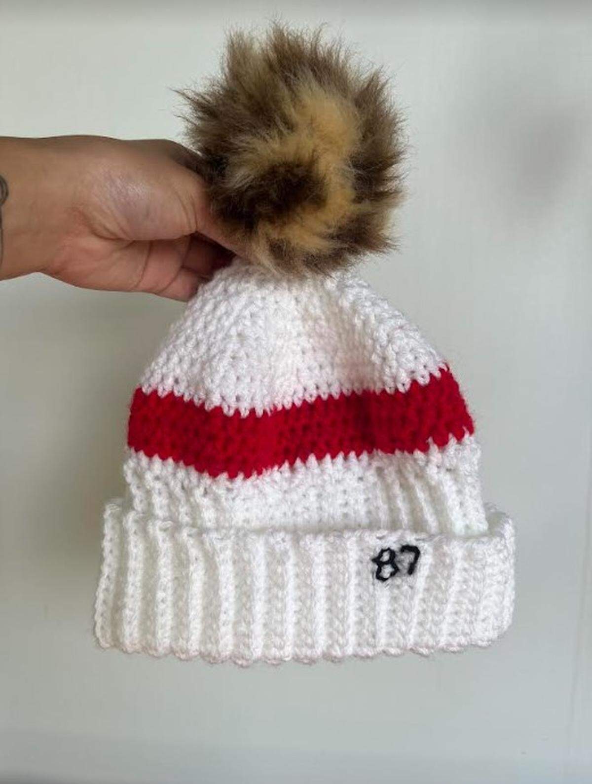 Kathryn Cacho of Kansas City made this hat for Taylor Swift. She sells it for $30 on the Depop app.