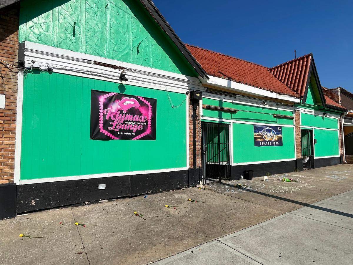 Klymax Lounge, 4242 Indiana Ave., Kansas City, is pictured Sunday morning. A shooting at the nightclub the night before left three people dead and two injured.