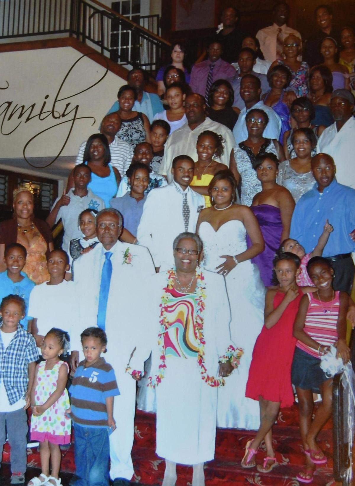 Alvin Brooks with his beloved wife, Carol and their family. The pair were married for 63 years before she died in 2013. They had six children, 17 grandchildren, 30 great-grandchildren and 11 great-great-grandchildren.
