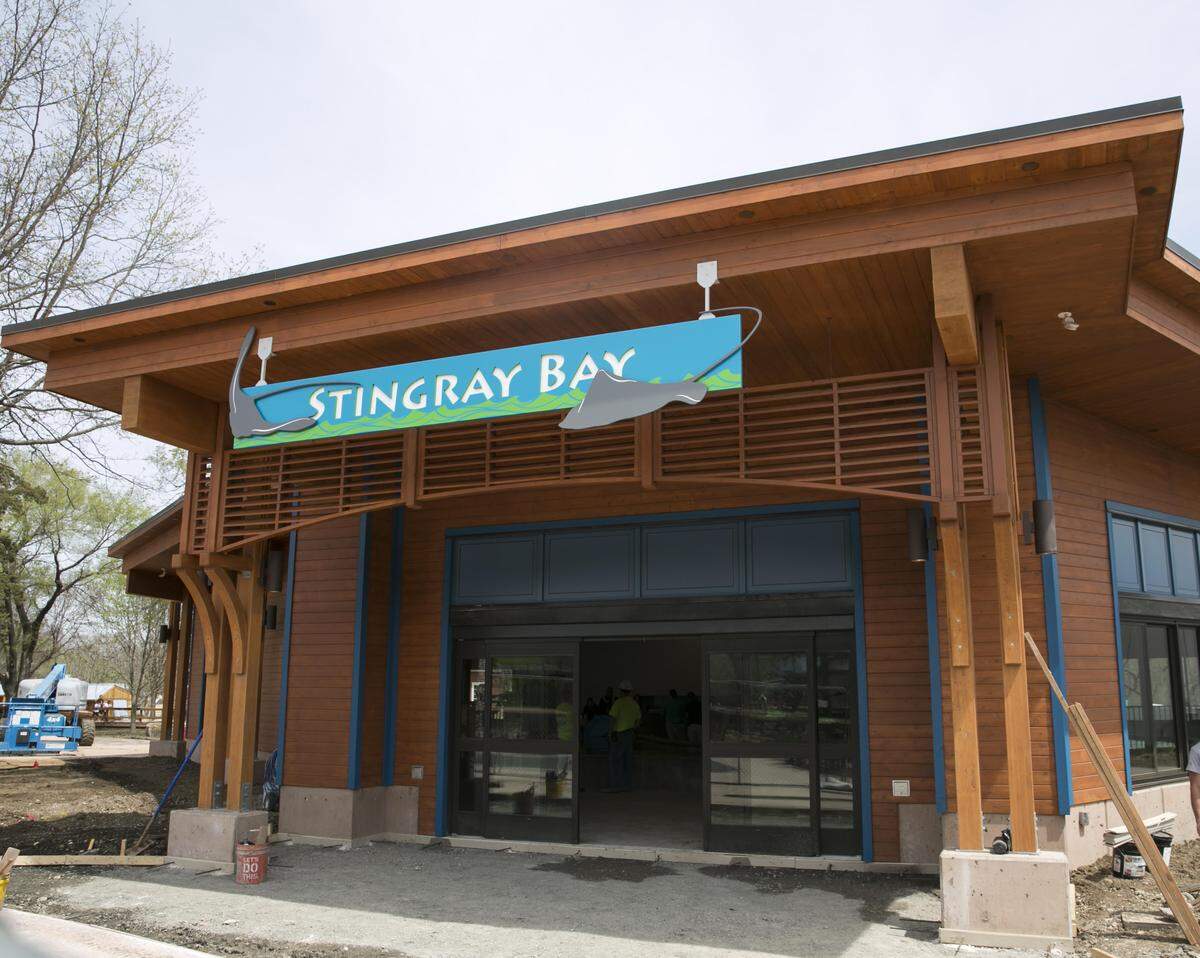 The Stingray Bay exhibit is under construction near the Helzberg Penguin Plaza.