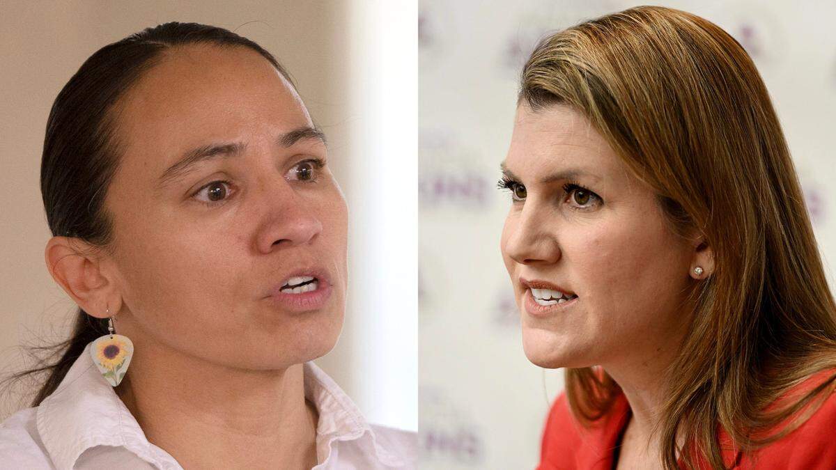 Incumbent Congresswoman Sharice Davids, left, a Democrat, is being challenged by Republican Amanda Adkins in Kansas’ 3rd District.