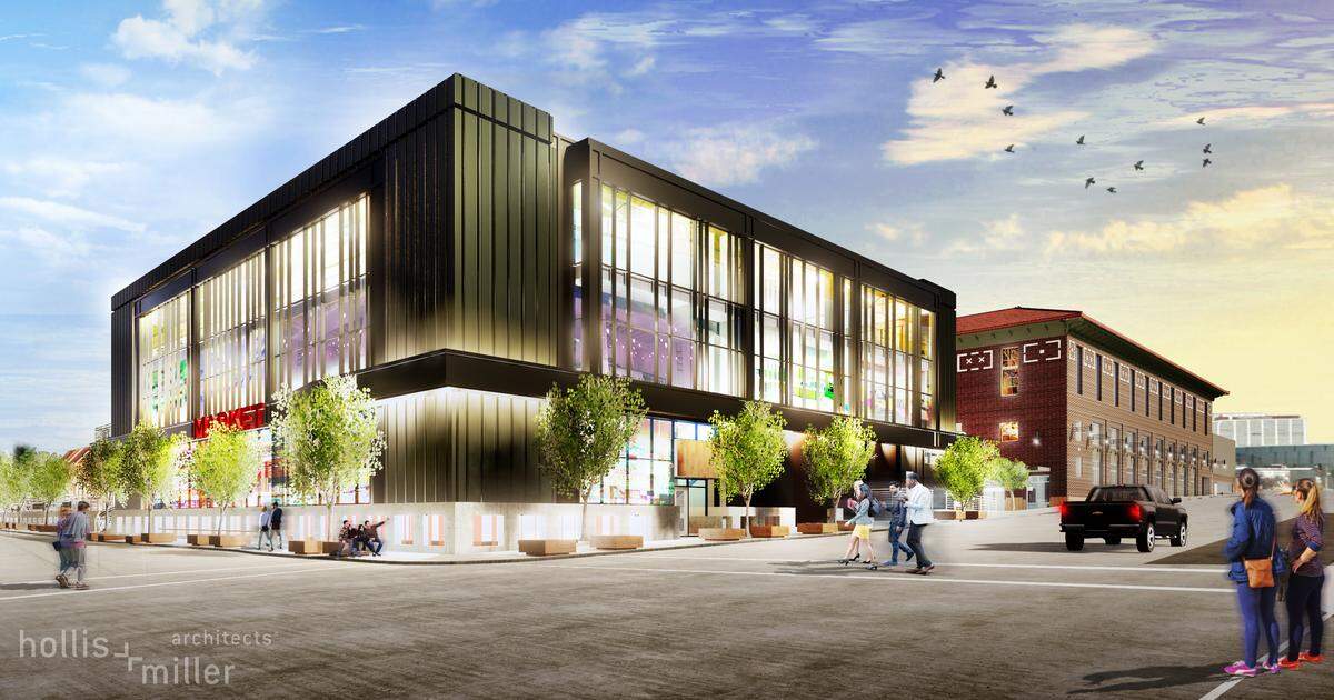 A new food hall planned for Grand Place will contrast with the historic home of The Kansas City Star in appearance and how it captures natural light for occupants.